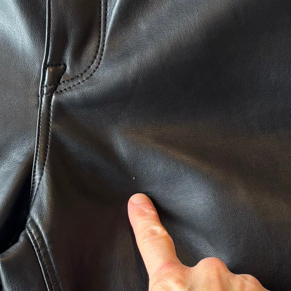 Good American Good Icon Faux Leather Pants Straight Leg Black Womens Size 27 - Picture 10 of 12